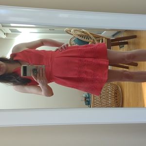 Express fit and flare pink dress